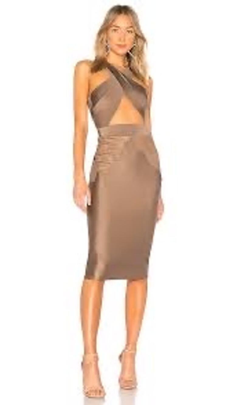 NWT Michael Costello X Revolve Philip Midi Dress Women's Taupe Size Medium